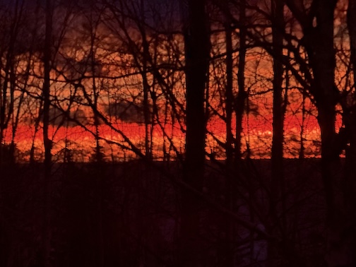 Red sky in the morning, sailors take warning It's going to blow today by Buck Benson. It did. 45 mph guests.