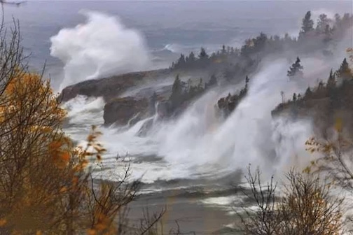 Halloween storm rocking the north shore at Tettegouche, by Matthew Pastick