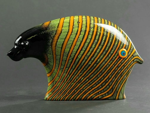 Lightning Bear, glass, by Dan Friday, American Lummi.