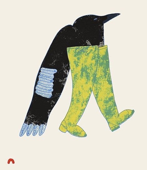 Kamikutaalik (One with Long Boots), lithograph, by Ningiukulu Teevee.