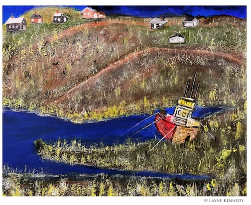 Northern Ireland Tide-Out, acrylic, by Layne Kennedy.