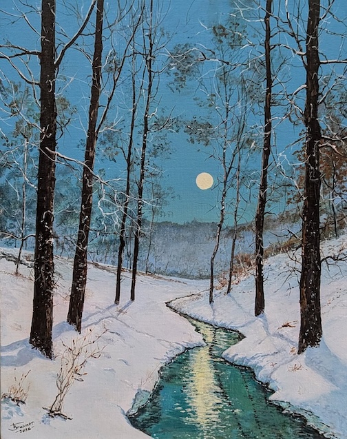 Powdered Blues, acrylic, by Terry Brawner.