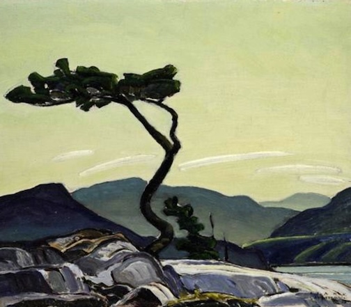 Twisted Pine, oil, 1939,Group of Seven artist Franklin Carmichael.