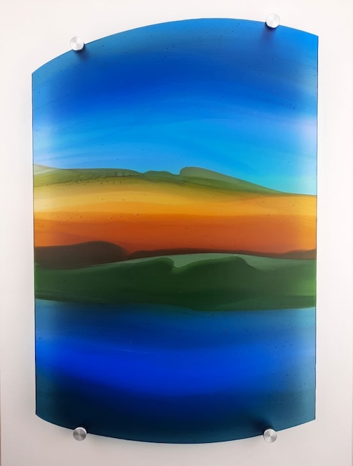 Autumn evening, fused glass by Nancy Seaton.