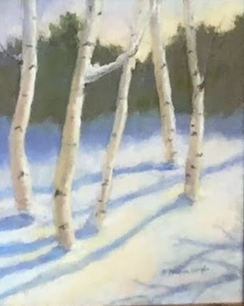 Birch Grove, oil, by NMchelle Wegler.