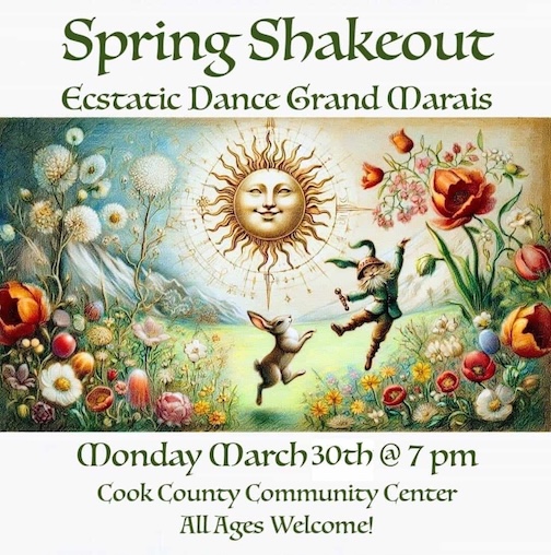 Ecstatic Dance at the Log Buiding on Mrch 30.