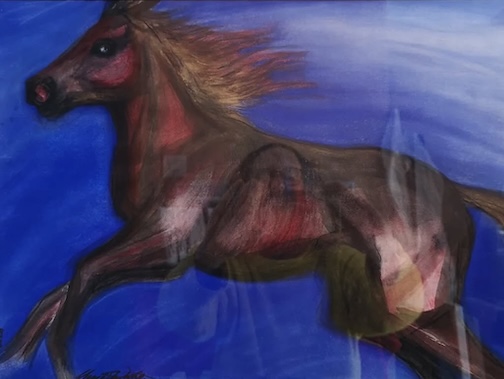 Fire Horse, acrylic, by Charlotte Durie