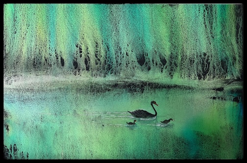 Granulating nature, granulated watercolor, by Wendy Rajack.