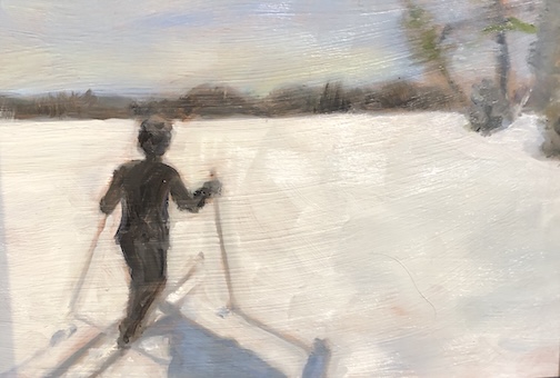 Homage to Joan and Rockwell, oil, by Jocelyn Bassette Garlin.