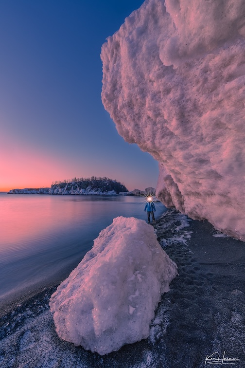Ice mountains at dawn by Ken Harmon.