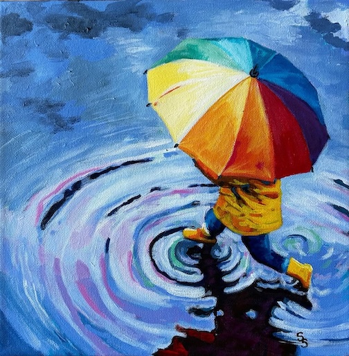 Making a splash, acrylic, by Sherry Santa.