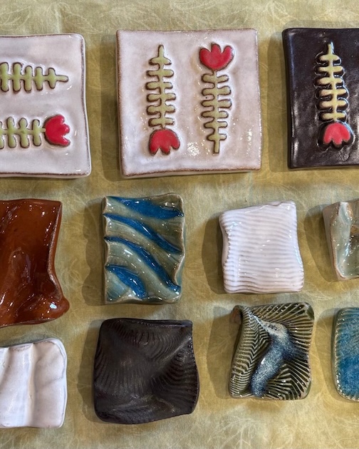 Melissa Wickwire has new tiles at Betsy Boowen's Art Gallery.