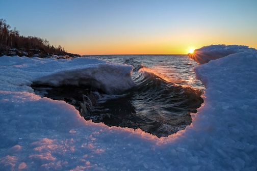 Morning Light and some amazing ice piles leftover from the recent blizzard by Thomas Spence.