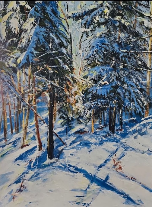 Muskoka Winter, acrylic, by Sylvia Kerschl.