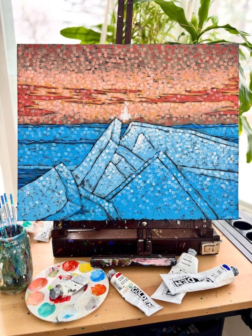 Shards of Color, Day 64 of the 100 Day Project, acrylic, by Aaron Kloss.