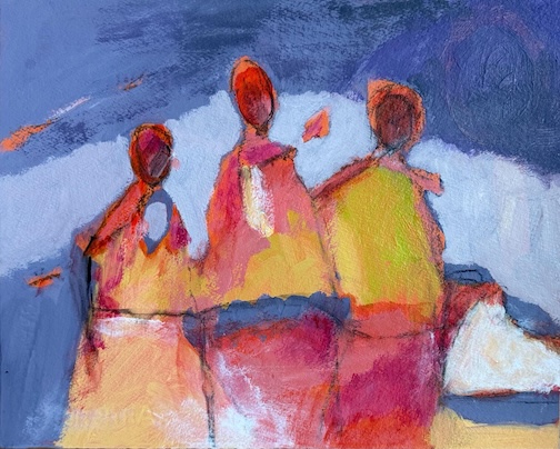 Sisters We are here holding the key, acrylic, by Sue Rauschenfels.