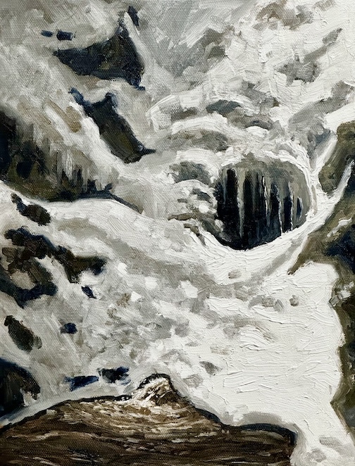 Cascade Falls, Frozen, oil, by Tim Vahle.