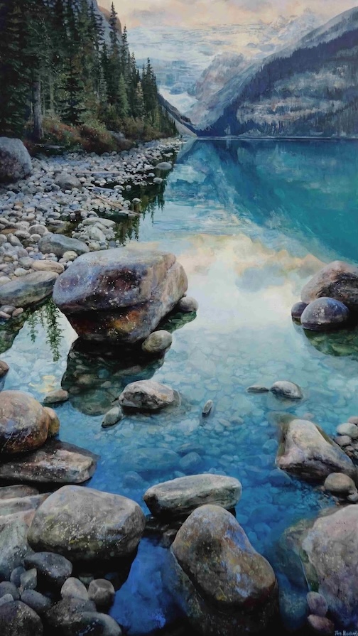 Lake Louise, oil, by Tom Haukaas.