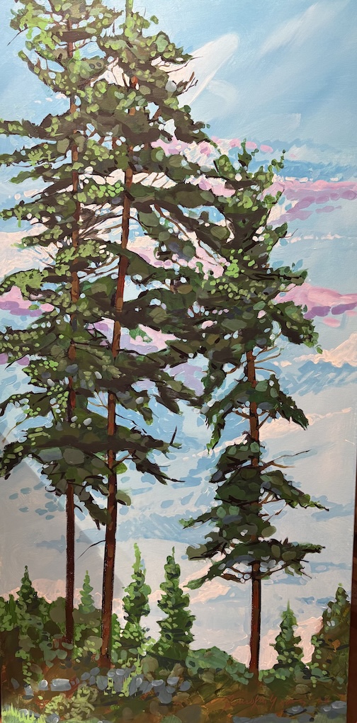 Whwite Pines, acrylic, by Tim Young. He has work at Betsy Bowen's Gallery.