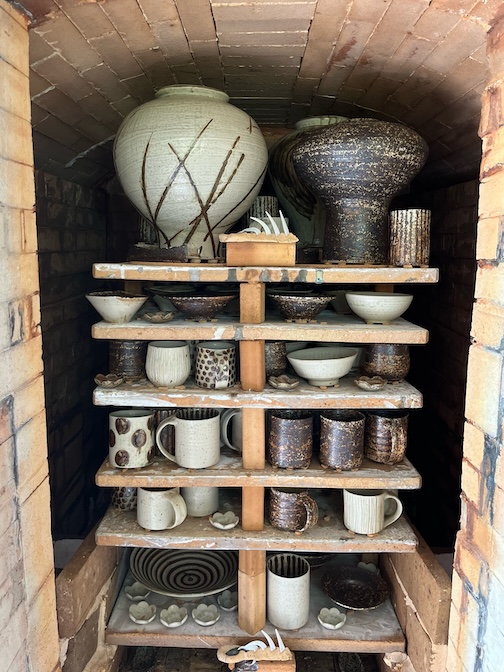 Fired and ready to unload,, Pottery by Jonathan Walburg Lake Superior Pottery He will be at the Grand Marais Arts Festival.