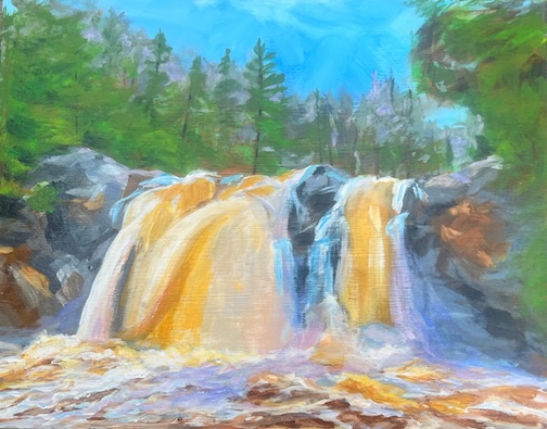 Hidden Falls, acrylic, Todd Schneider Art.