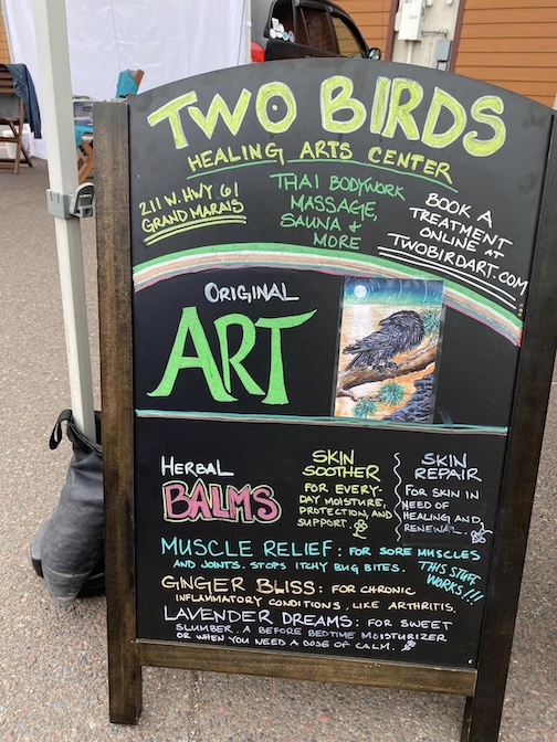 Two birds Healing Arts features balms, paintings and more.