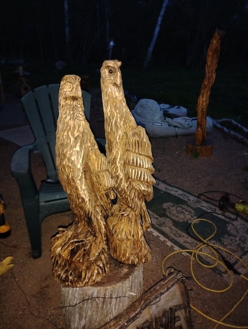Chain-saw sculpture by Wayne Johnson.
