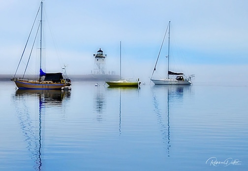 Morning Mist in Grand Marais by Roxanne Distad.