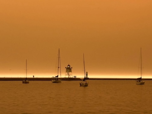 Wildfire smoke and ash in Grand Marais by Sierra Parsons.