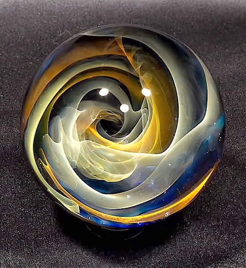 two-toned fumed vortex borosilicate marble by Andrew Lazenby.