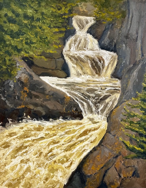 Cascade Thaw, oil on Canvas, by Tim Vahle.