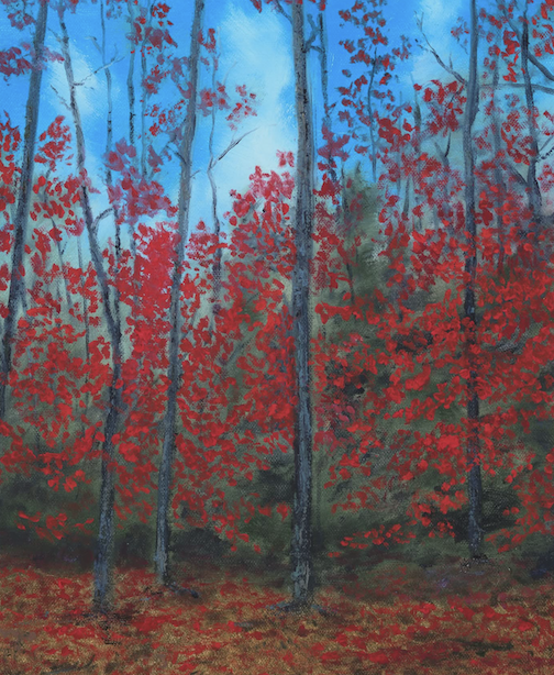 Boreal blaze, oil, by James Ellis.