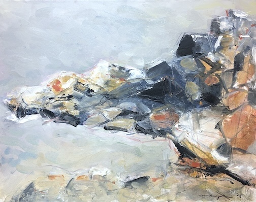 Superior rocks 2, oil, by Marcia Roebke.