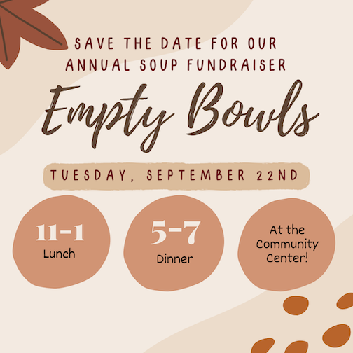 The Empty Bowls Fundraiser will be at the Cook Couty Community Center on Thursday