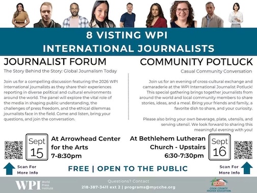 A panel discussion with international journalists will be held at the ACA on Tuesday, followed by a potluck at Bethlehem Lutheran Church.Free and open to all. .jpg